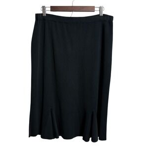 Ming Wang skirt women's large black flare flounce stretch pull on comfort career